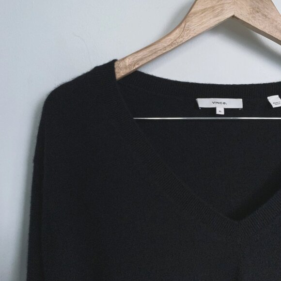 Vince Cashmere Weekend V-Neck Sweater XL Black - Picture 5 of 8